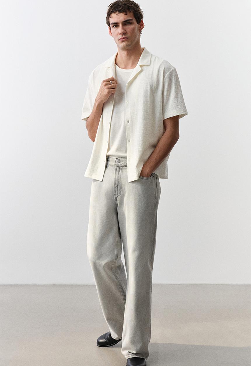 H&M - Regular fit jersey resort shirt - cream