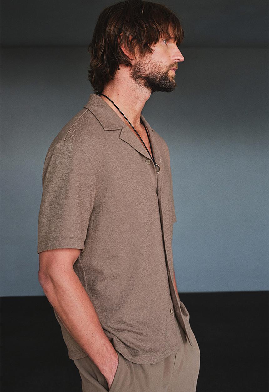 H&M - Regular fit jersey resort shirt - dark beige