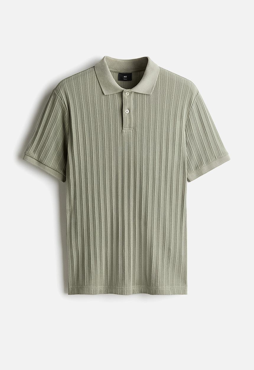 H&M - Slim fit textured jersey polo shirt - green