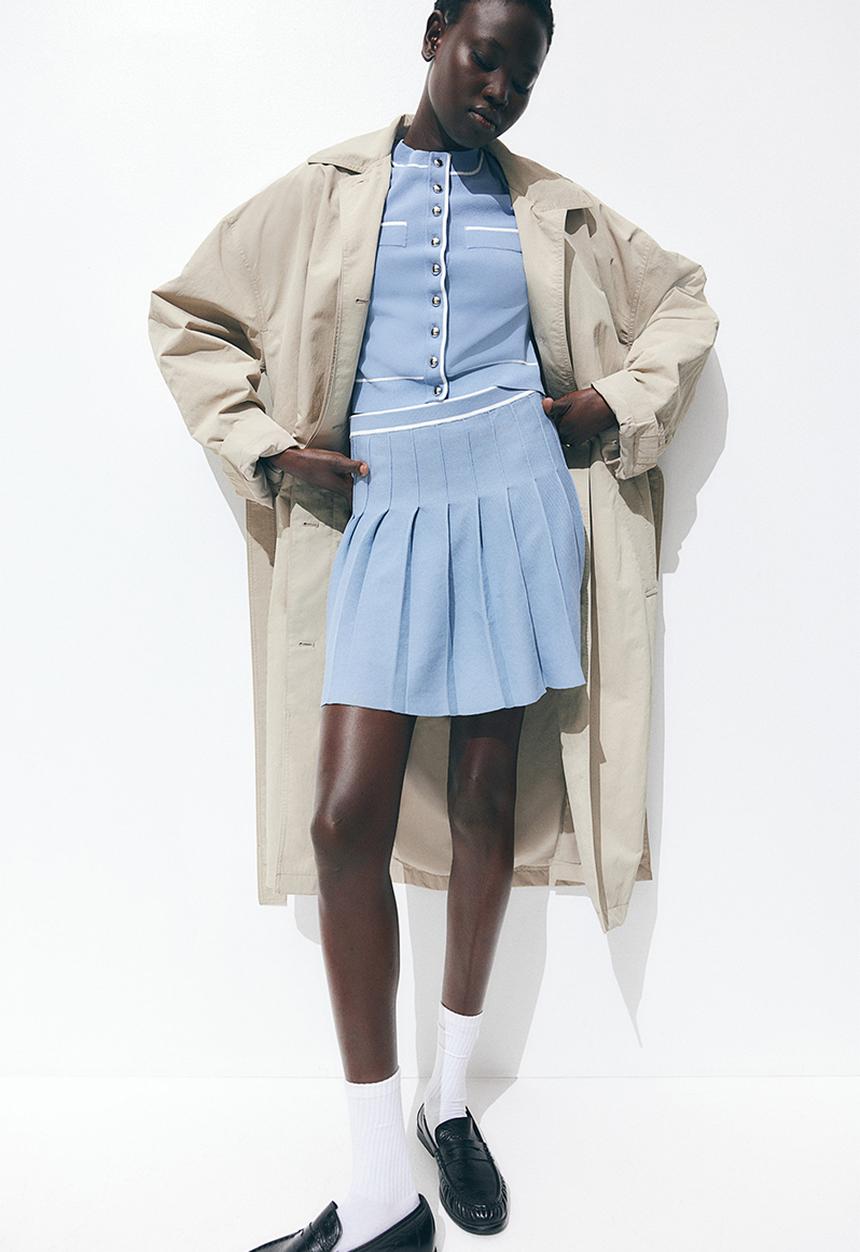 H&M - Pleated skirt - dusty blue