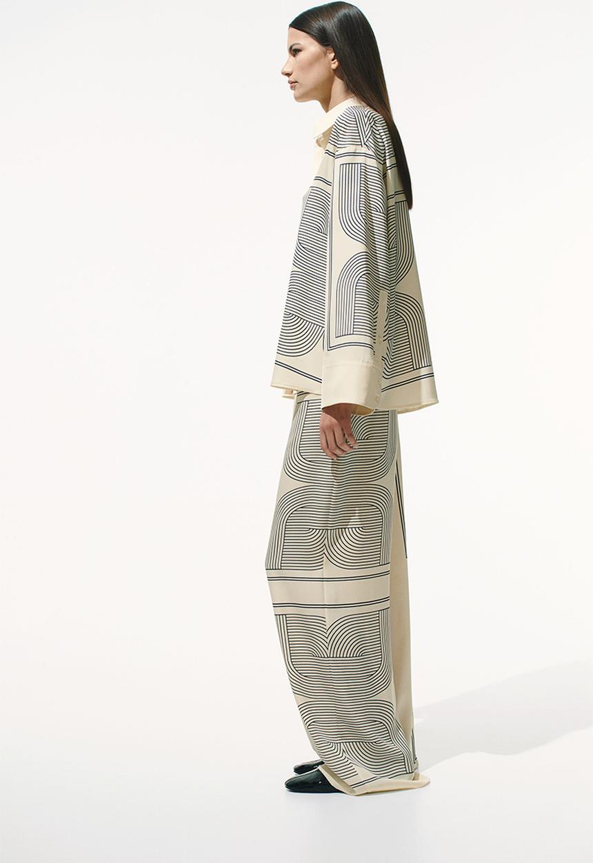 H&M - Printed twill shirt - cream patterned