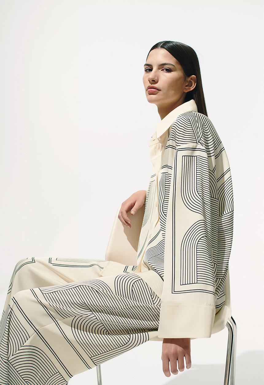 H&M - Printed twill shirt - cream patterned