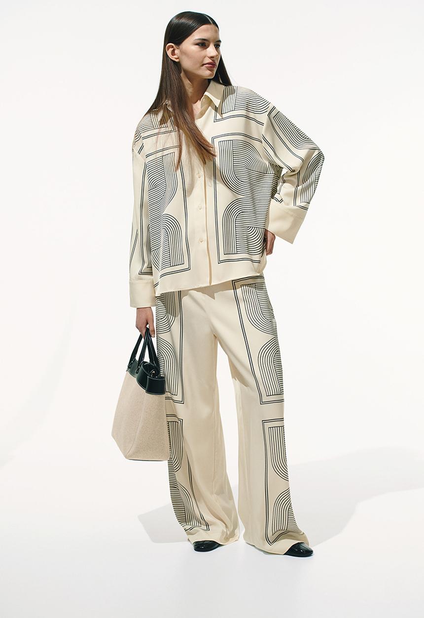 H&M - Printed twill shirt - cream patterned
