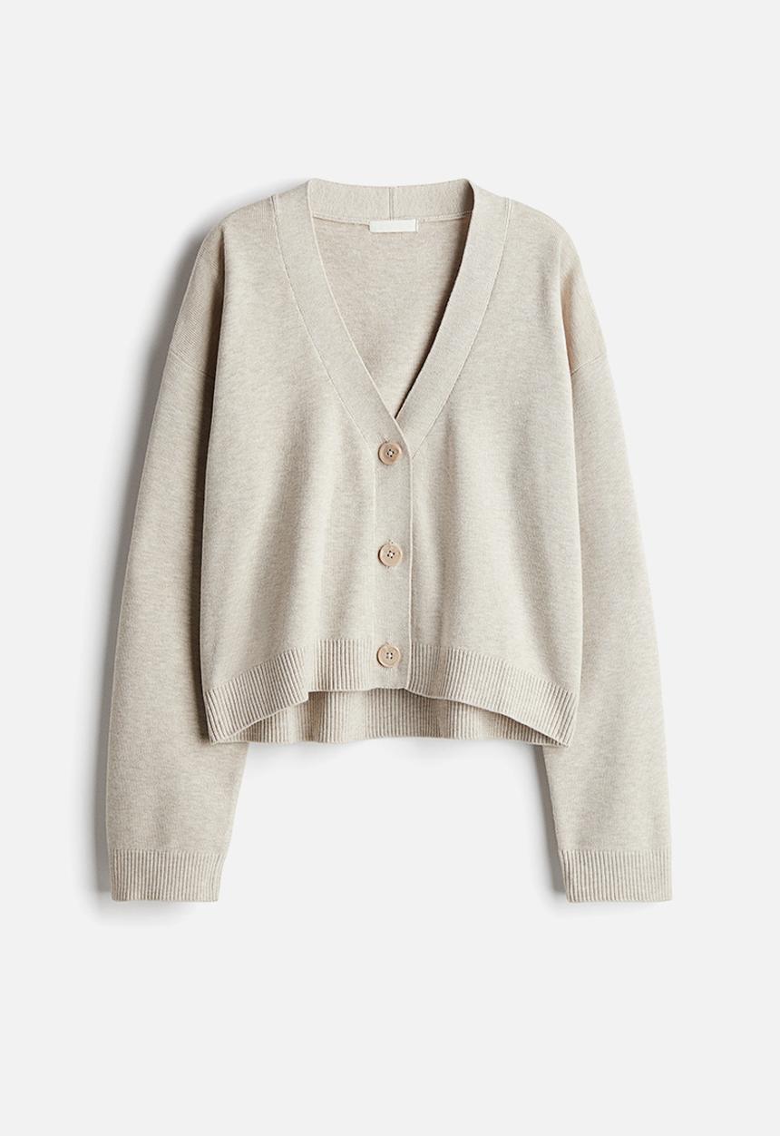 H&M - Fine-knit cardigan - light beige marl
