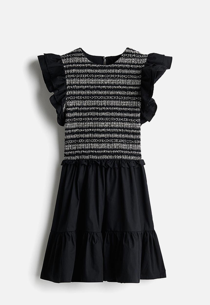 H&M - Flutter-sleeved poplin dress - black