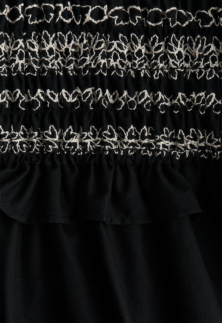 H&M - Flutter-sleeved poplin dress - black