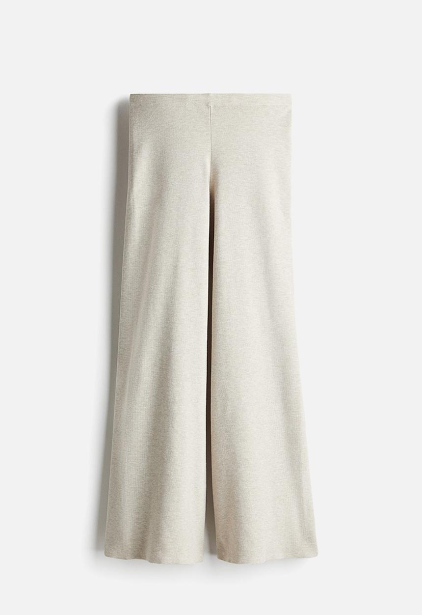 H&M - Fine-knit trousers - light beige marl