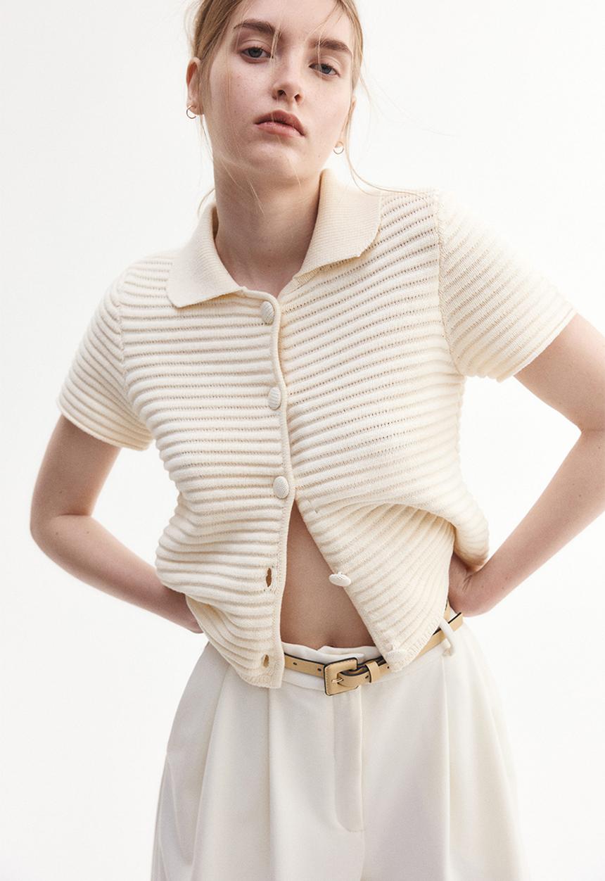 H&M - Collared cardigan - cream