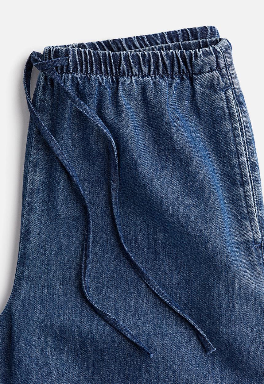 H&M - Feather soft denim drawstring trousers - denim blue