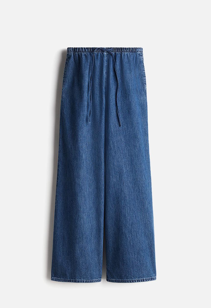H&M - Feather soft denim drawstring trousers - denim blue