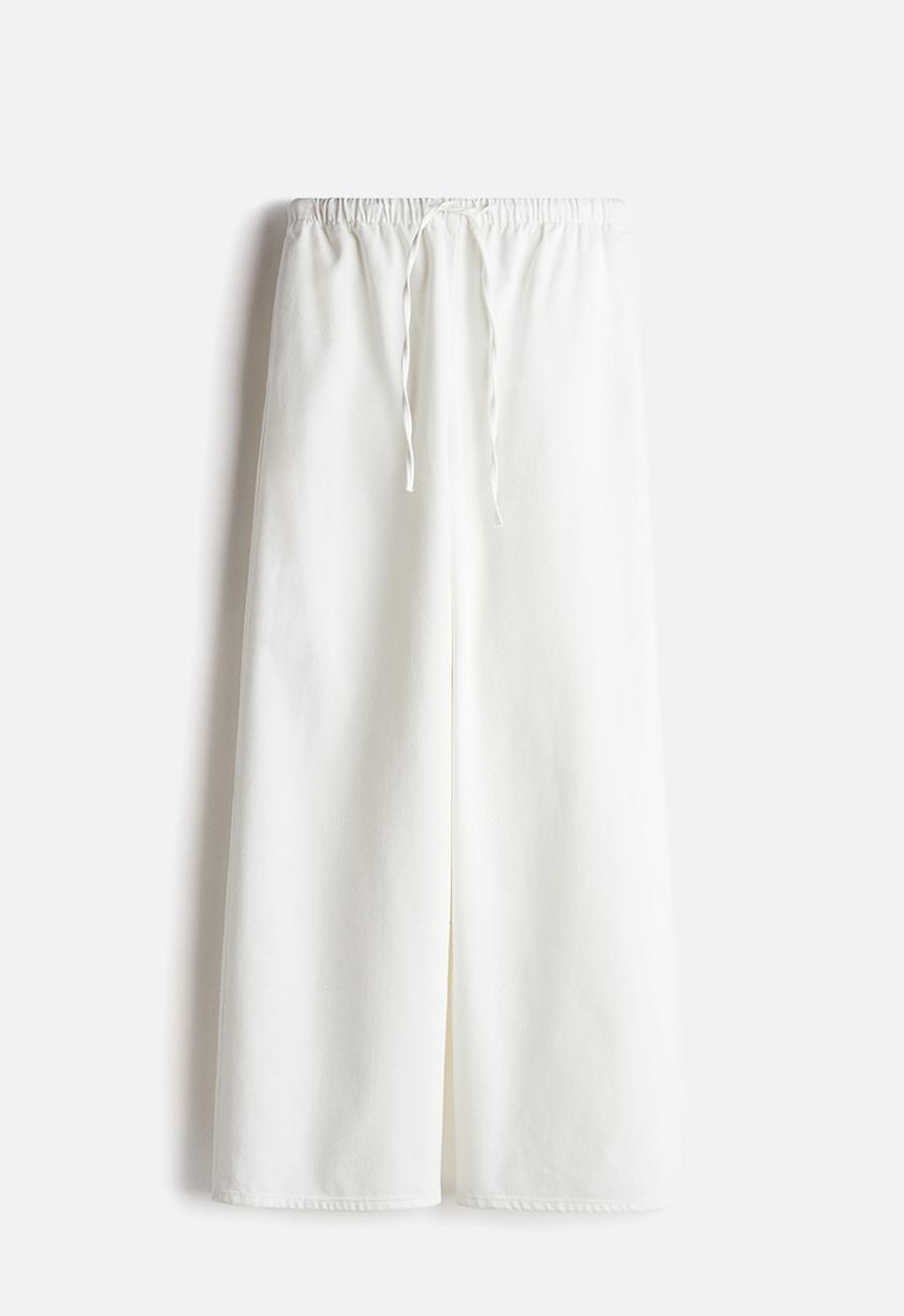 H&M - Feather soft denim drawstring trousers - cream