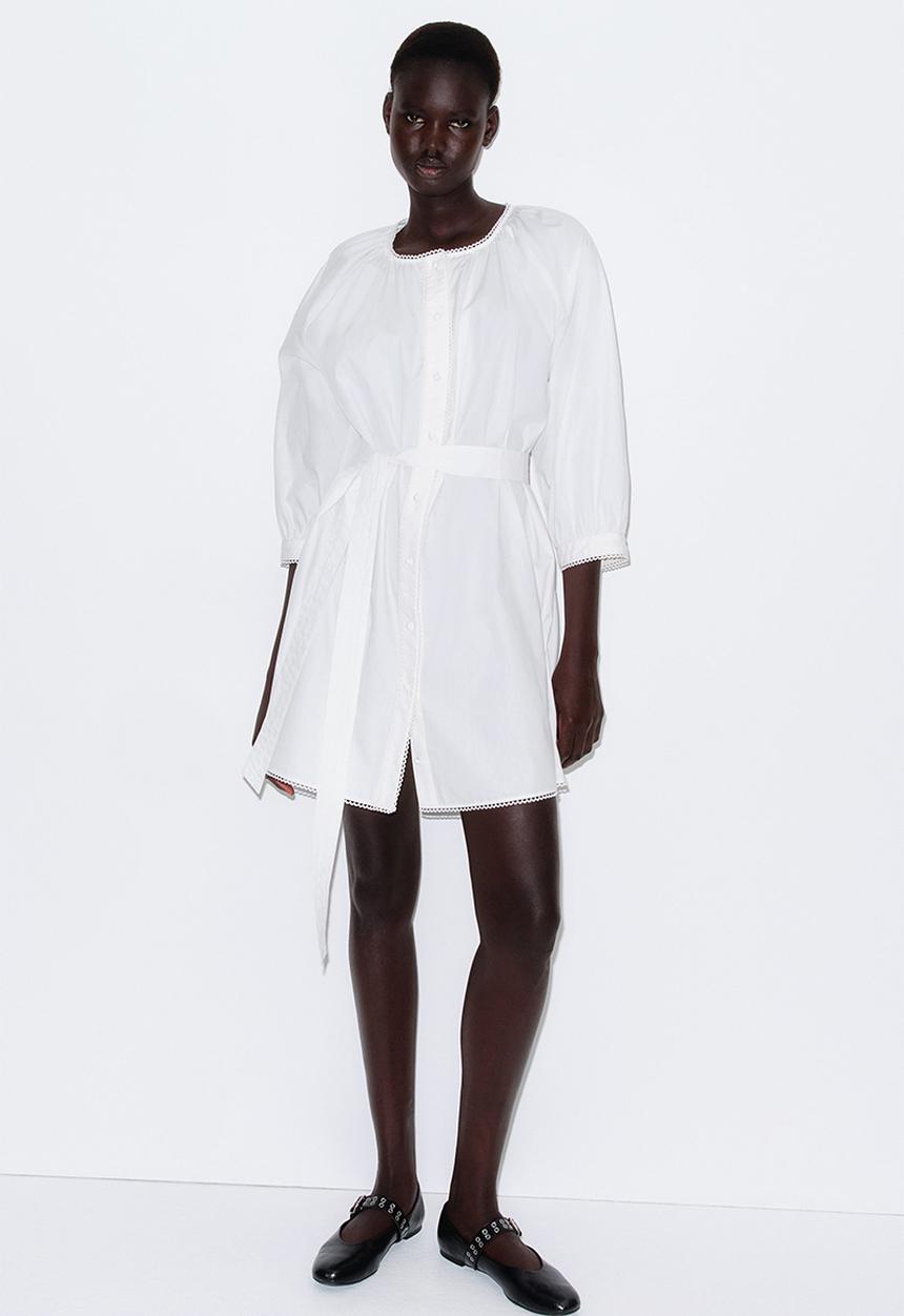 H&M - Picot-trimmed dress - white