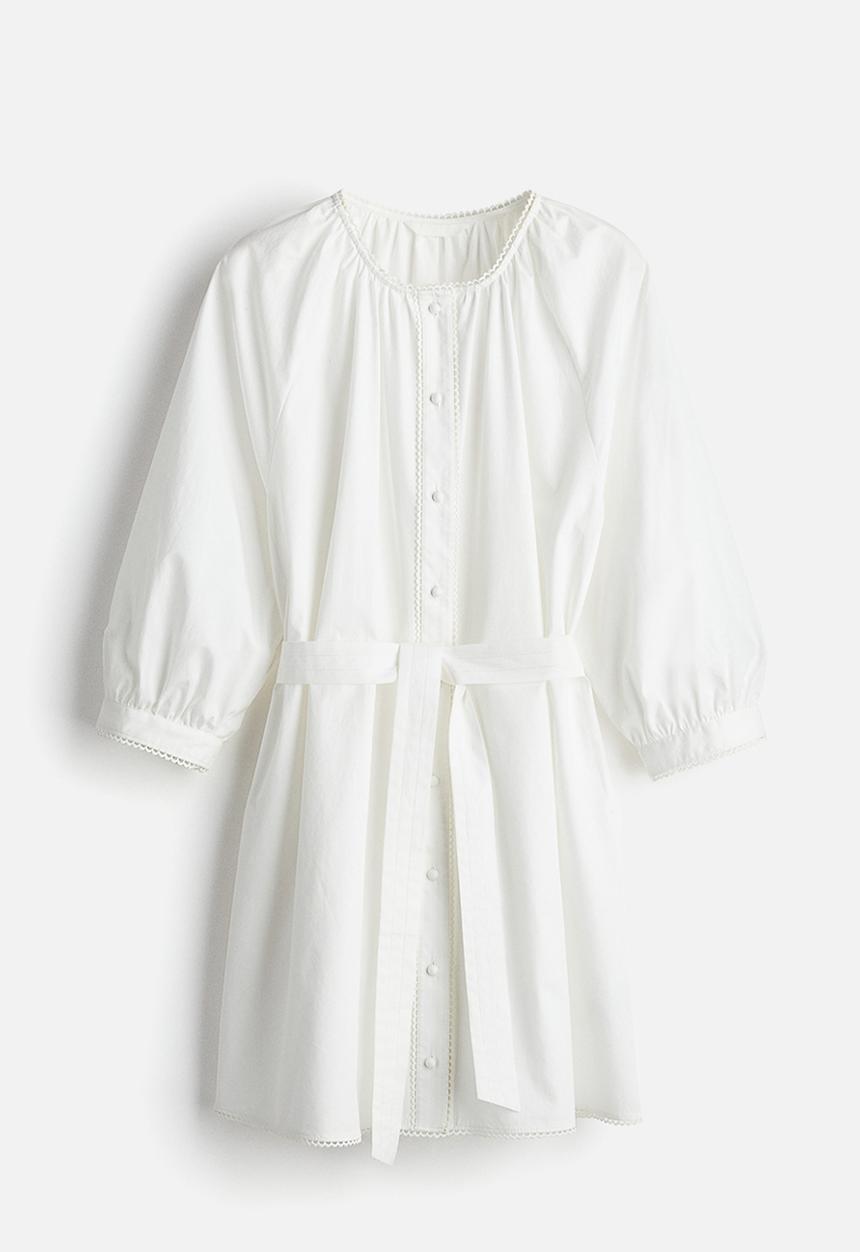 H&M - Picot-trimmed dress - white