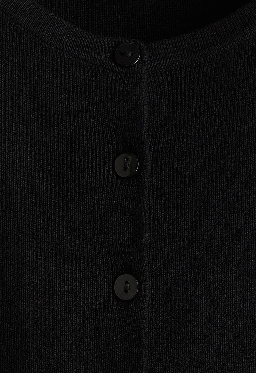 H&M - Short-sleeved fine-knit cardigan - black