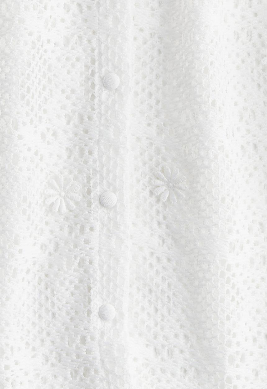 H&M - Hole-patterned cardigan - cream 