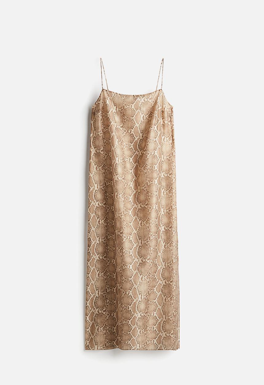 H&M - Strappy dress - beige & snakeskin-patterned