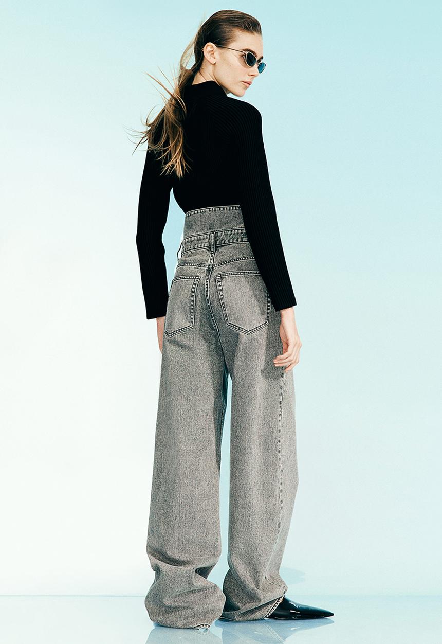 H&M - Rib-knit zip-through top - black