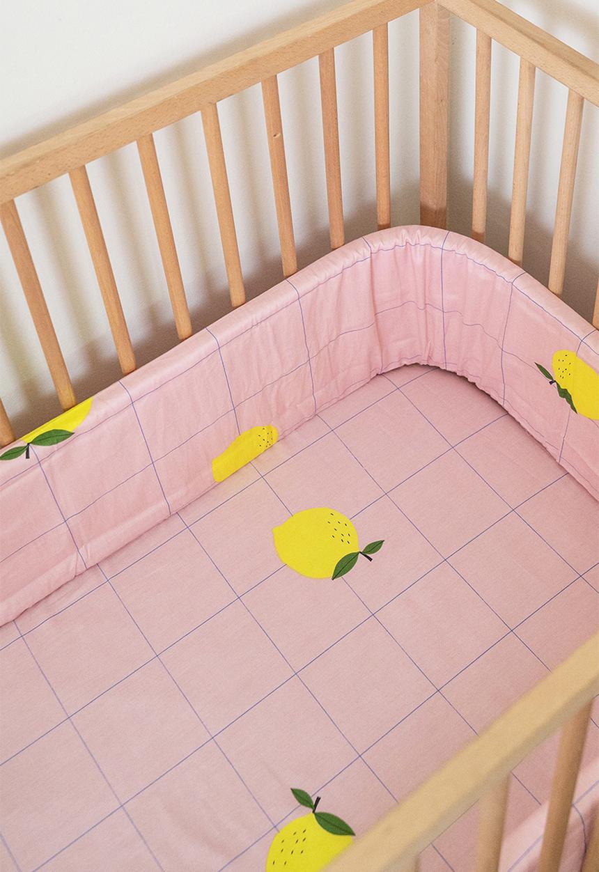 Phlo Studio - Lemon Squeezy Cotton Cot Sheet - Pink