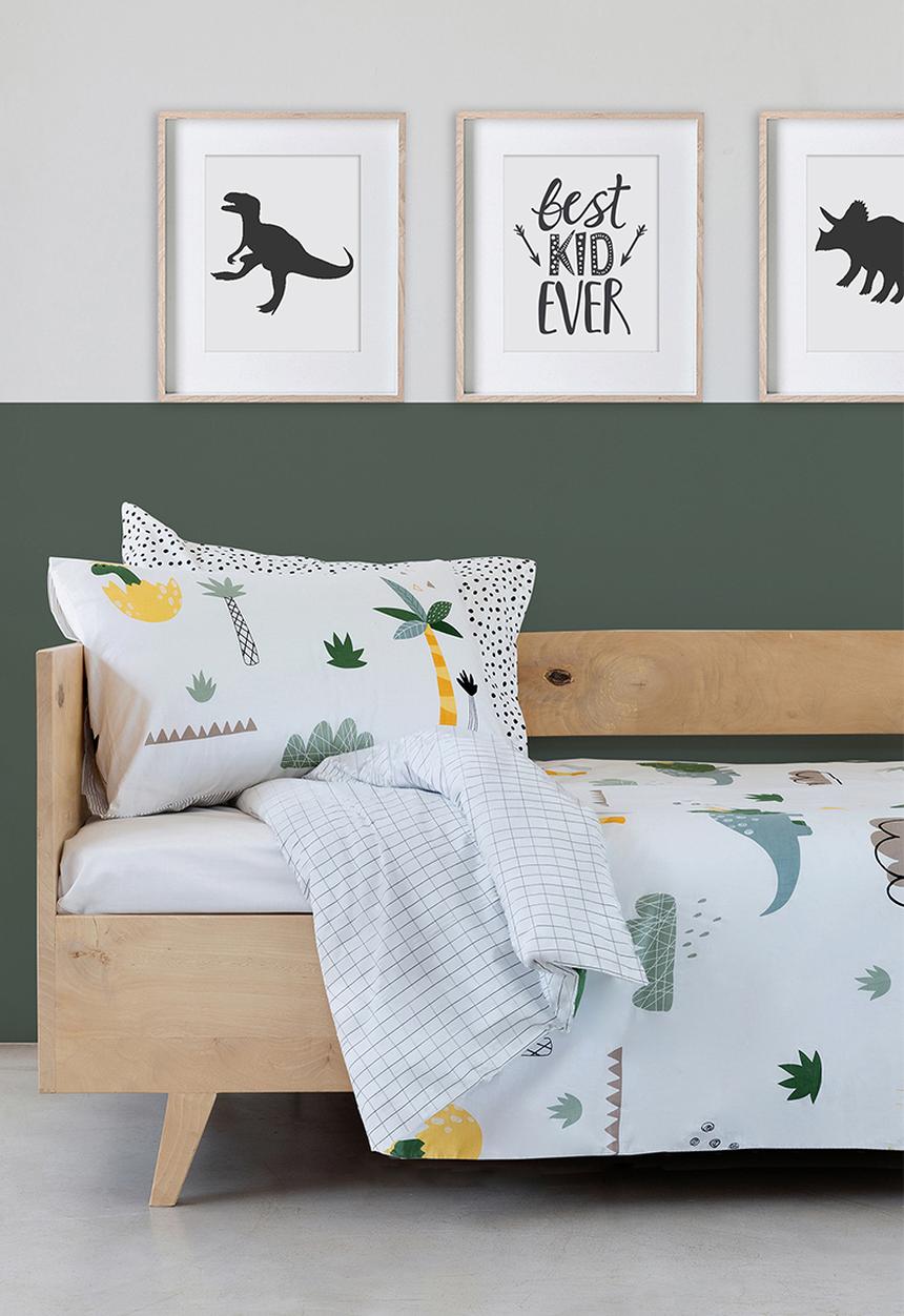 Phlo Studio - Dinosaur Washed Cotton Duvet Set - white