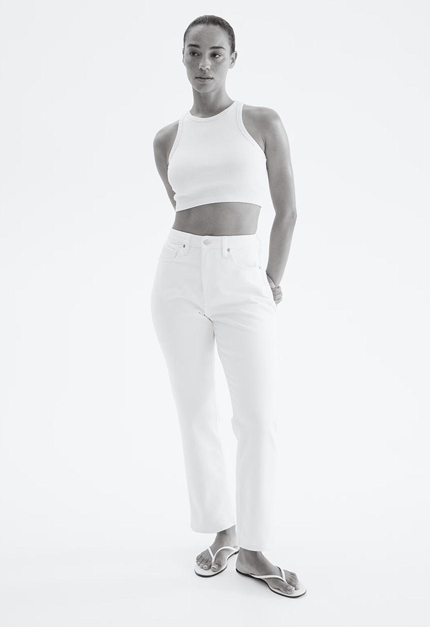 H&M - Curvy fit slim straight high ankle jeans - white