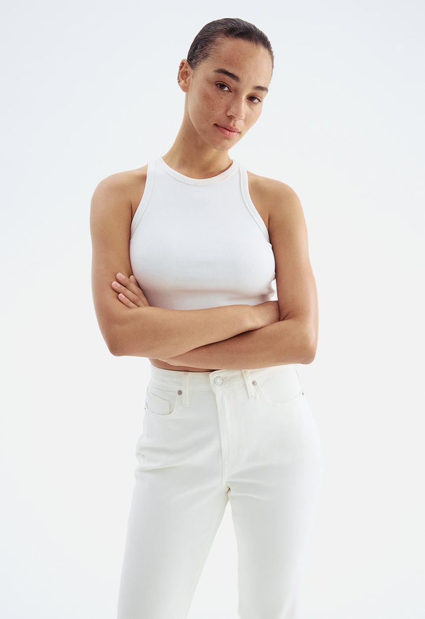 H&M - Curvy fit slim straight high ankle jeans - white