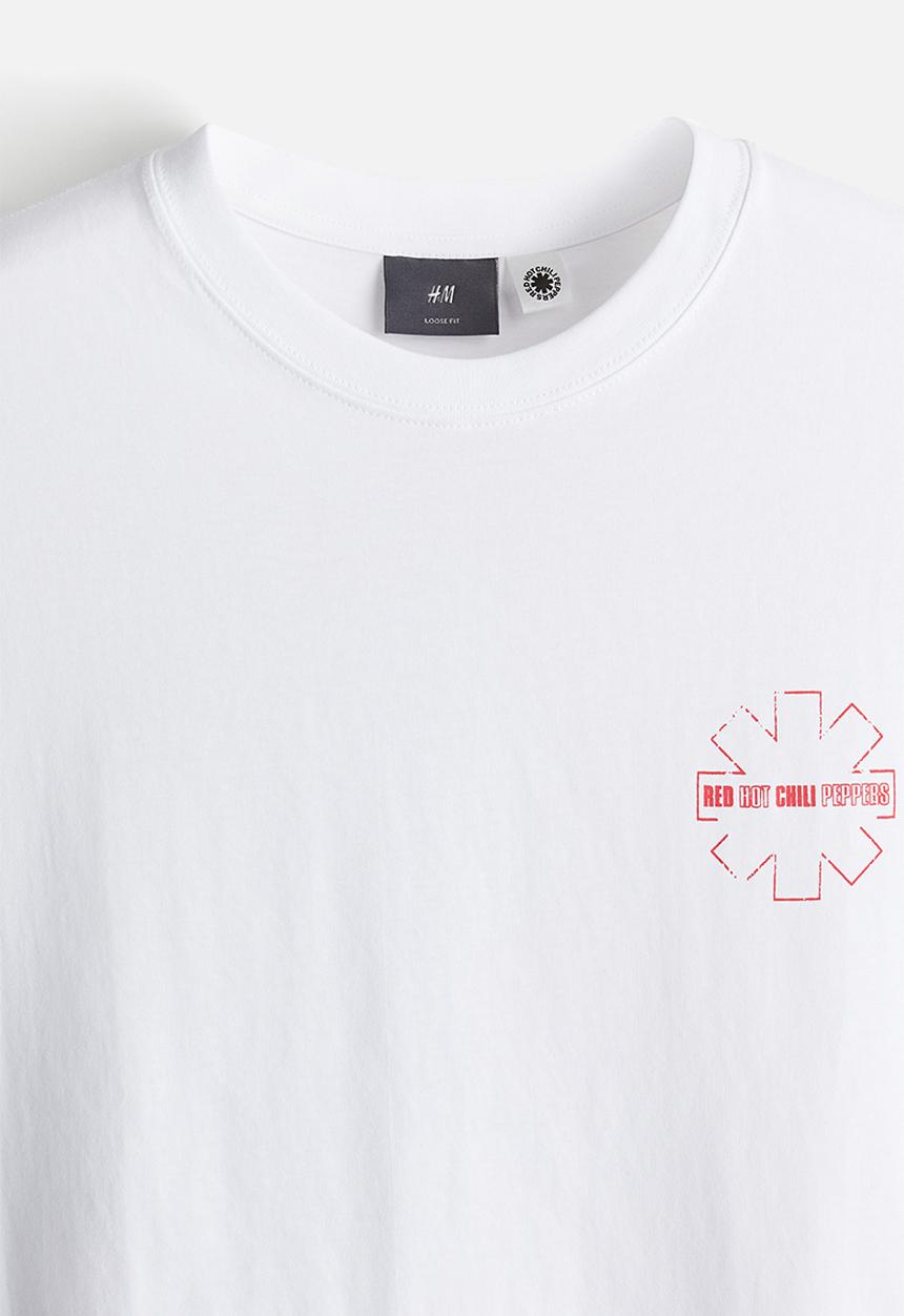 H&M - Loose fit T-shirt - white/red hot chili peppers