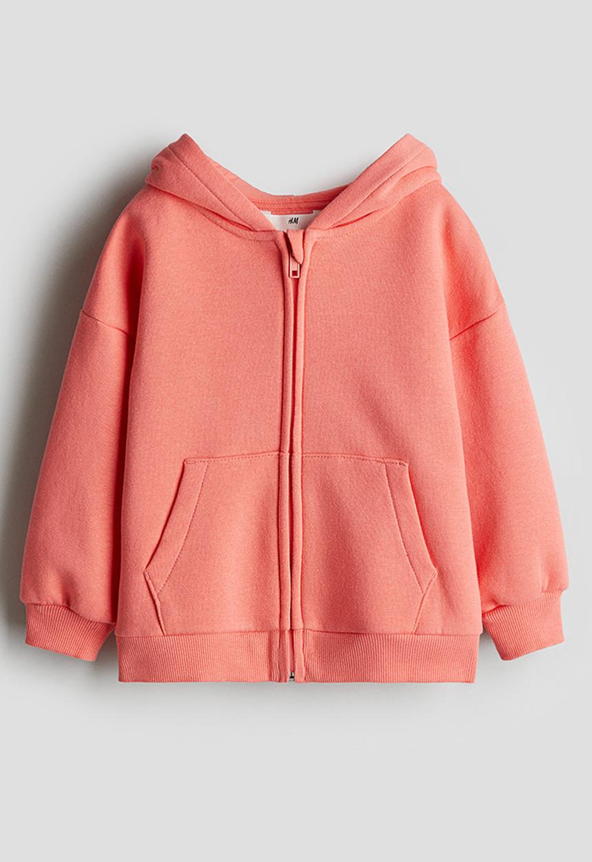 H&M - Oversized zip-through hoodie - light red