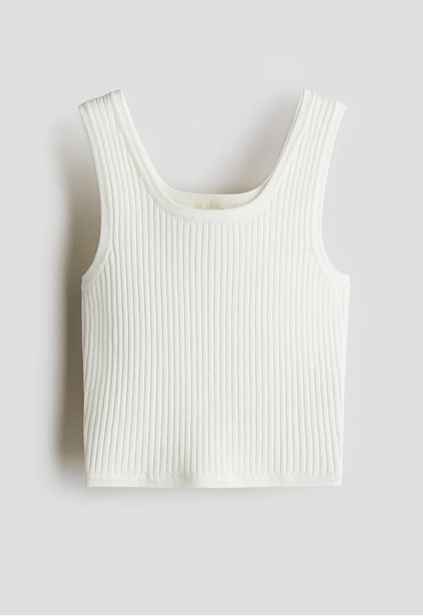 H&M - Rib-knit vest top - cream