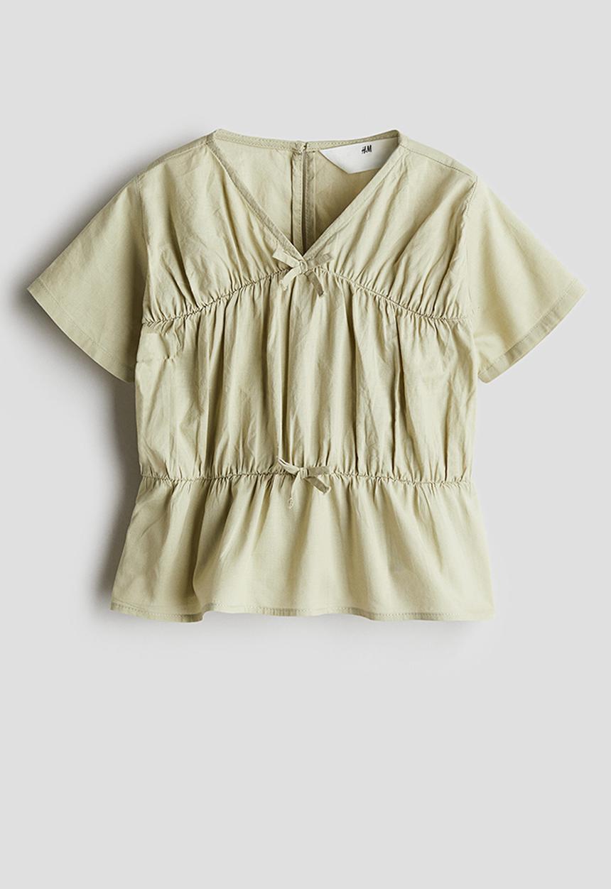 H&M - Peplum cotton blouse - light green