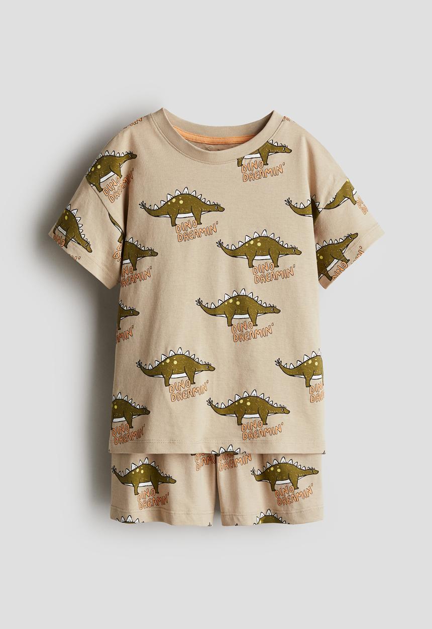 H&M - Printed jersey pyjamas -  beige/dino dreamin