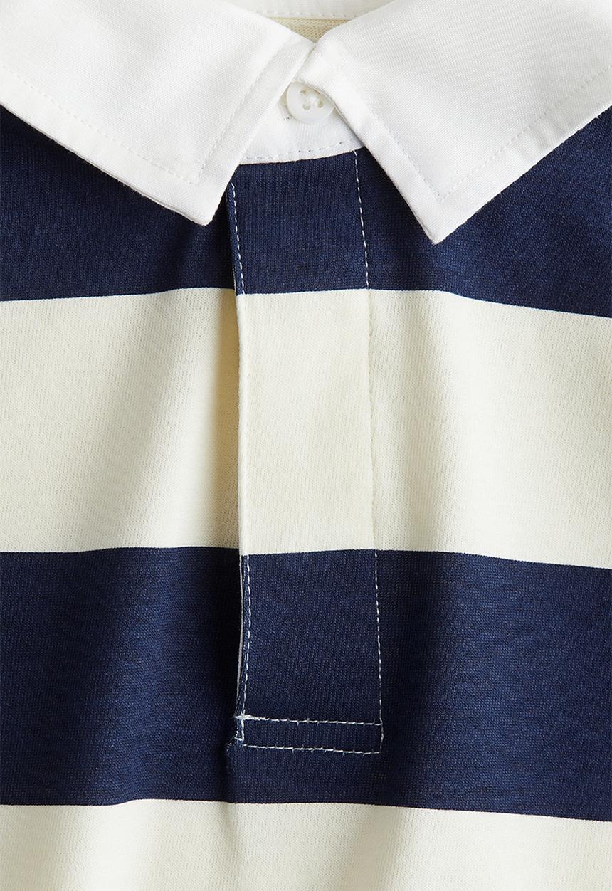 H&M - Printed cotton rugby shirt - navy blue/striped