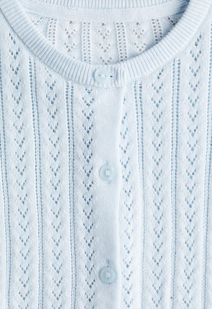 H&M - Pointelle-knit cotton cardigan - light blue 