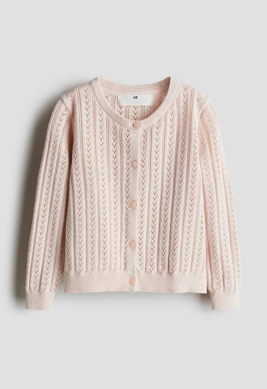 H&M - Pointelle-knit cotton cardigan -  light pink 