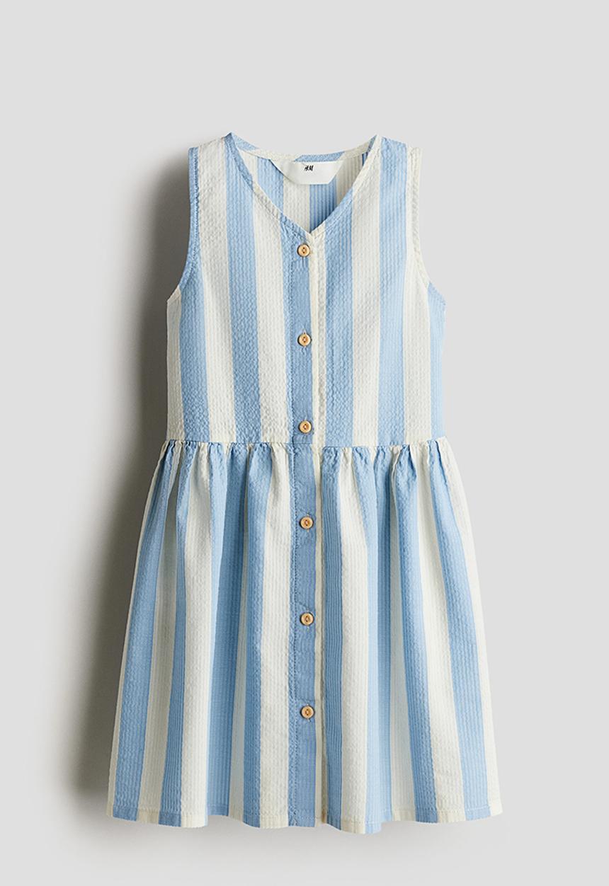 H&M - Cotton dress - cream & blue