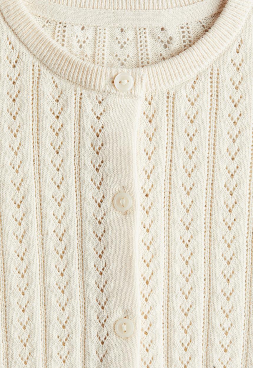 H&M - Pointelle-knit cotton cardigan - cream