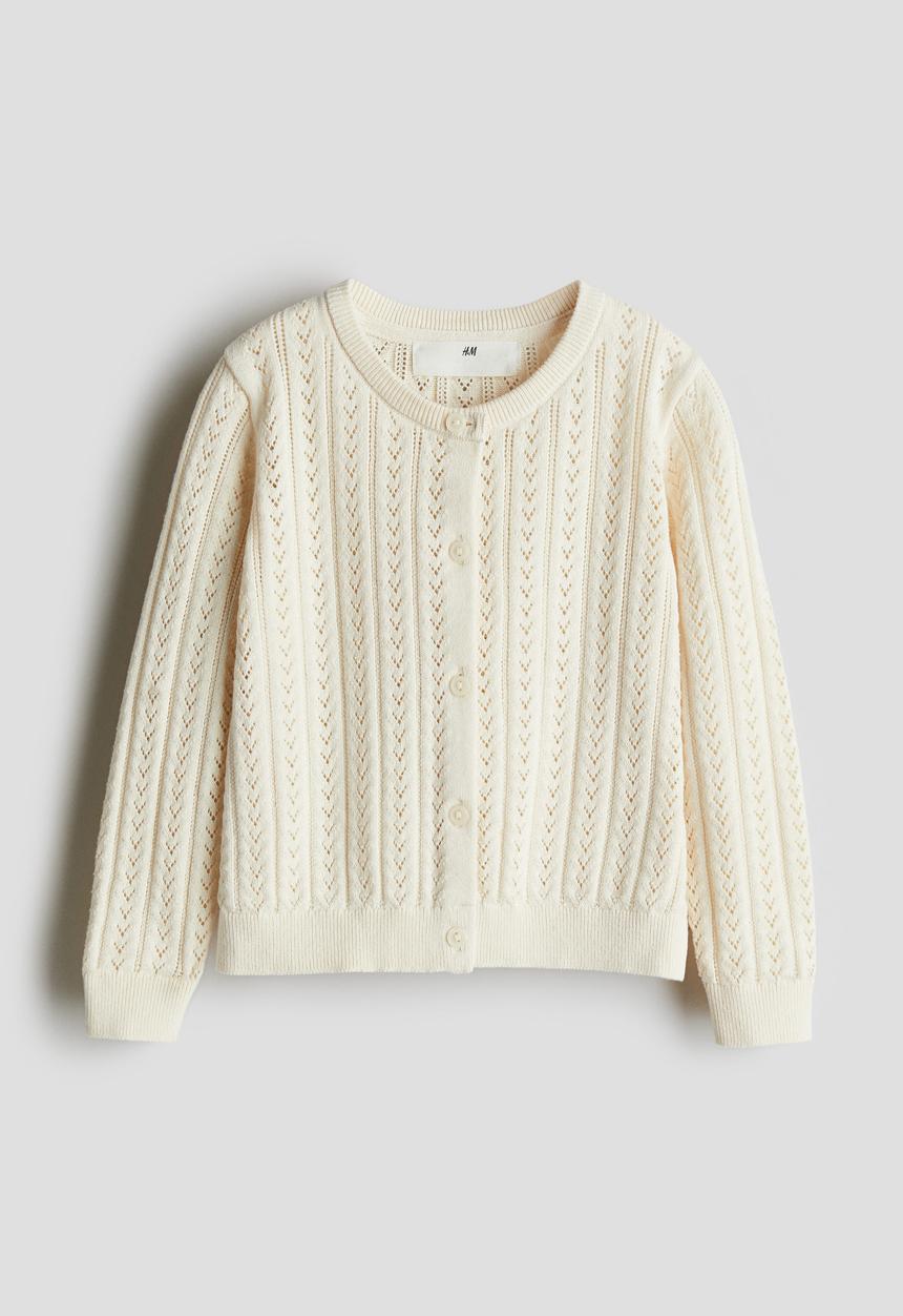 H&M - Pointelle-knit cotton cardigan - cream
