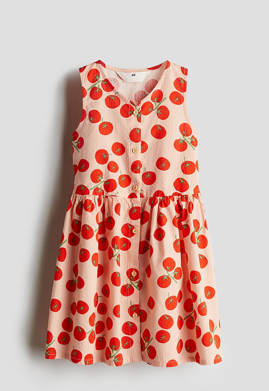 H&M - Cotton dress - peach tomatoes