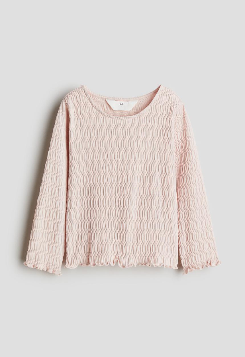 H&M - Smocked jersey top - light pink