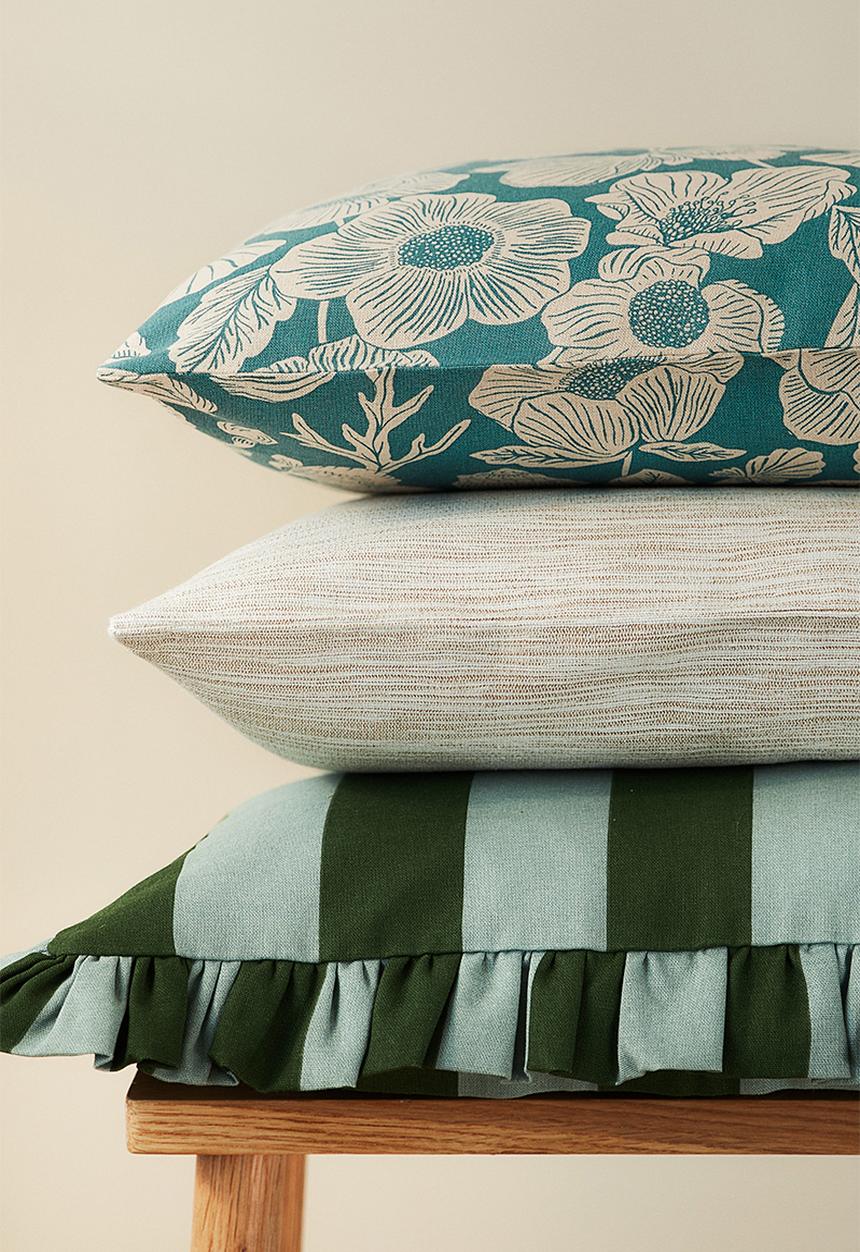 H&M - Patterned cushion cover - turquoise floral