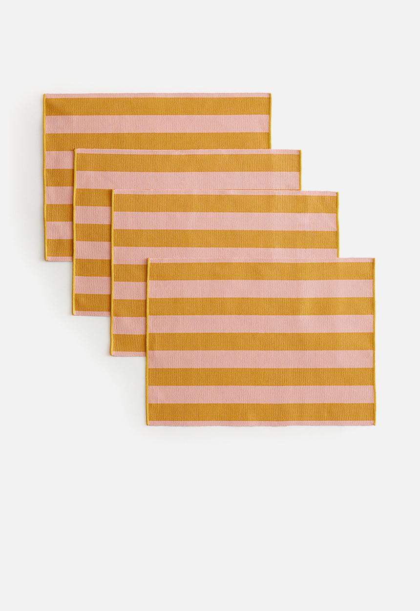 H&M - 4 pack striped place mats - pink striped