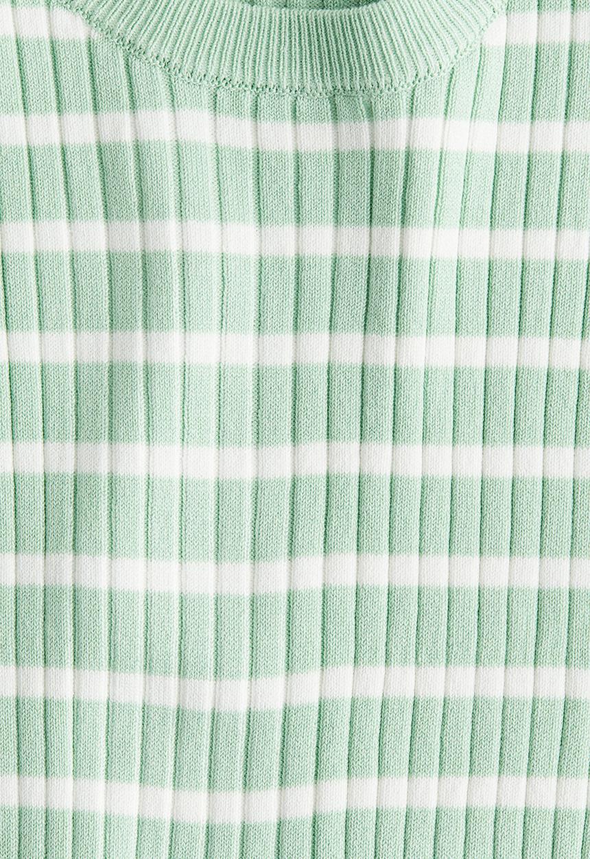 H&M - Rib-knit top - light green striped