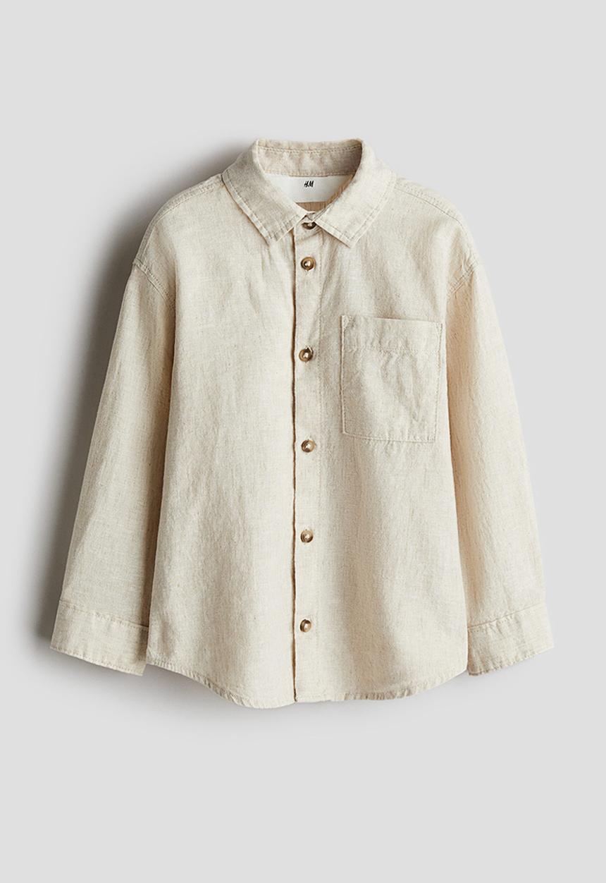 H&M - Linen-blend shirt - light beige