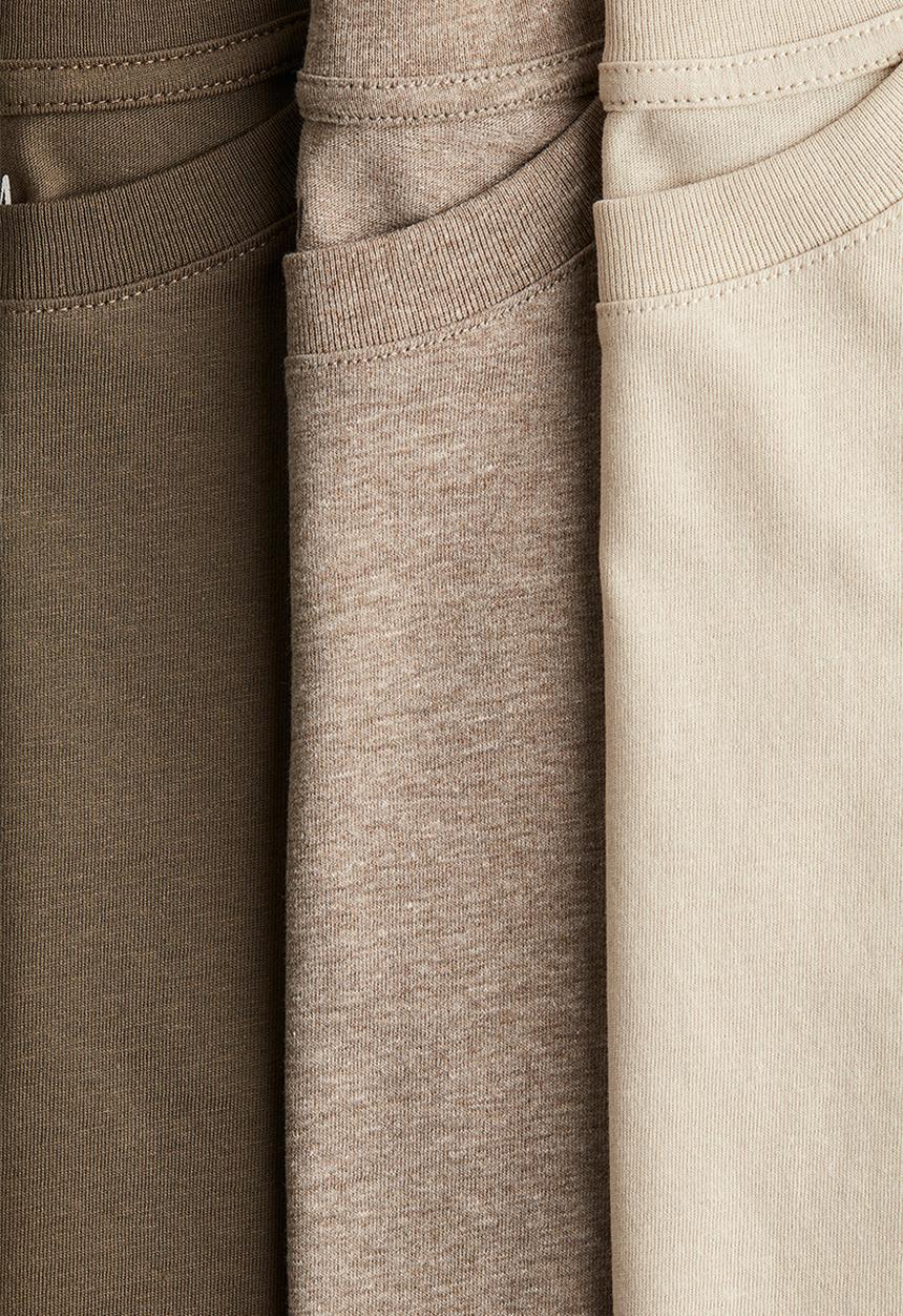 H&M - 3-Pack t-shirts - light beige & dark beige