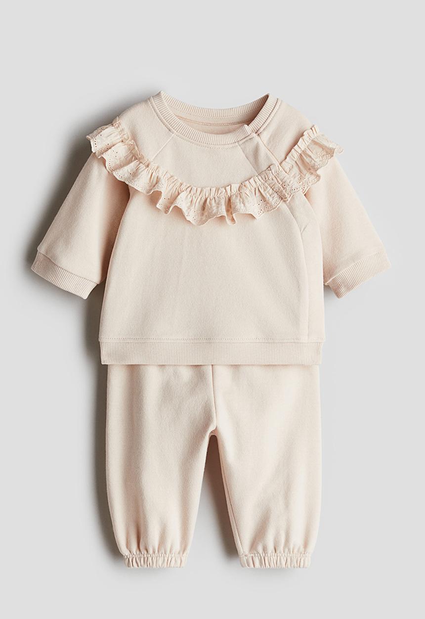 H&M - 2-Piece cotton sweatshirt set - light beige