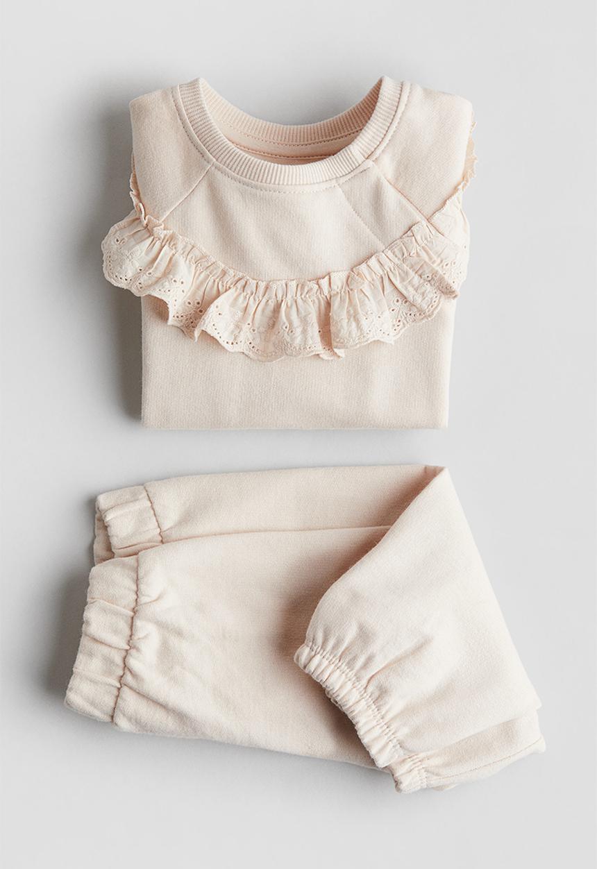 H&M - 2-Piece cotton sweatshirt set - light beige