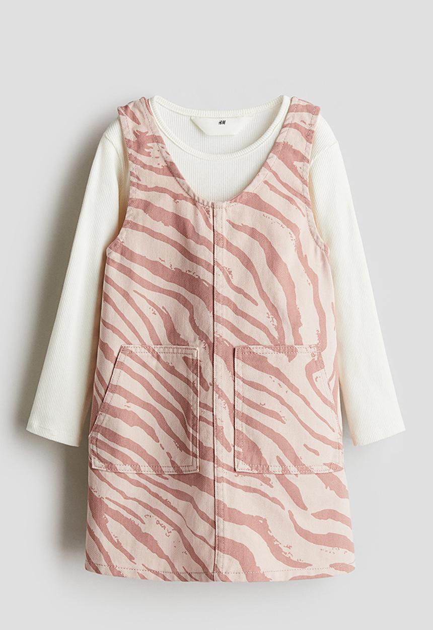 H&M - 2 piece dress and top set - dusty pink zebra-print