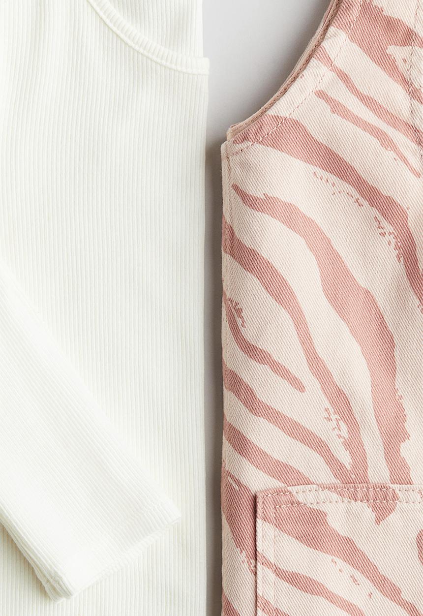 H&M - 2 piece dress and top set - dusty pink zebra-print