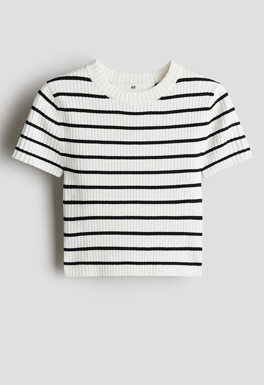 H&M - Rib-knit top - white striped