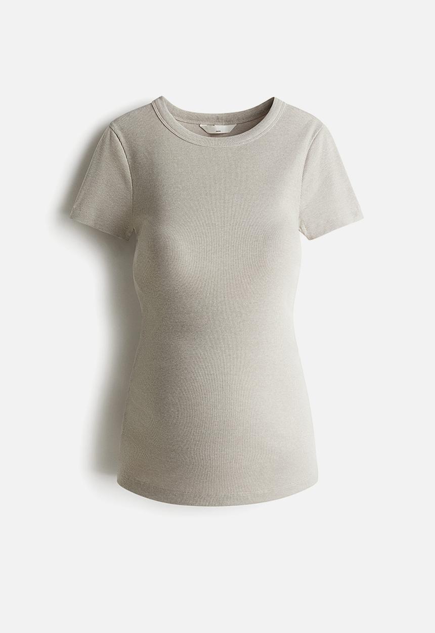 H&M - Mama ribbed top - light greige