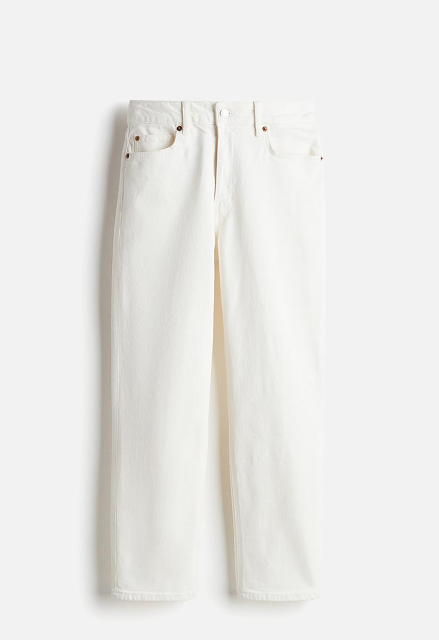 H&M - Slim straight high ankle jeans - white